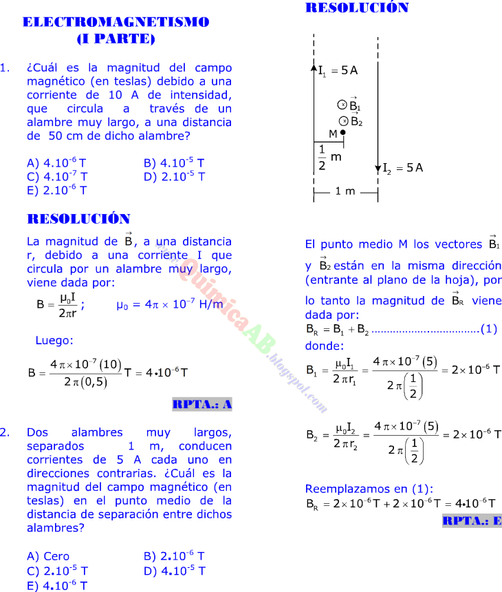 ejercicios resueltos de electromagnetismo